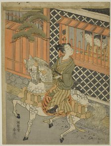 Young Samurai on Horseback, c. 1769/70. Creator: Isoda Koryusai.