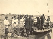 Fishermen on Lake Zaisan, 1909. Creator: Nikolai Georgievich Katanaev.