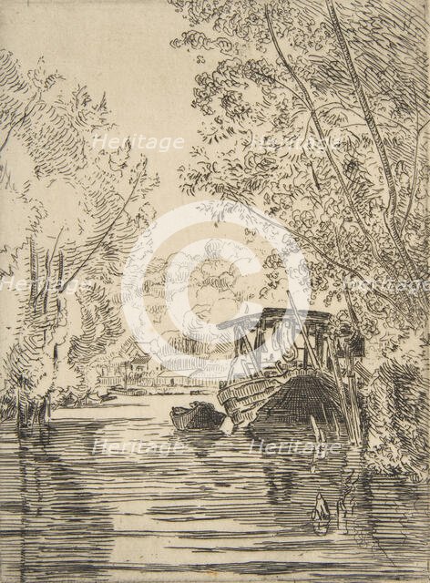 The Dyer's Boat (Bas-Meudon), ca. 1868. Creator: Felix Bracquemond.