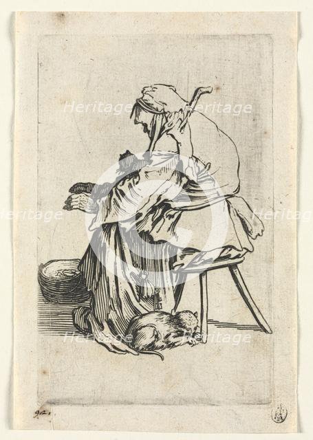 The Beggars: Old Woman and Cats , c. 1623. Creator: Jacques Callot (French, 1592-1635).