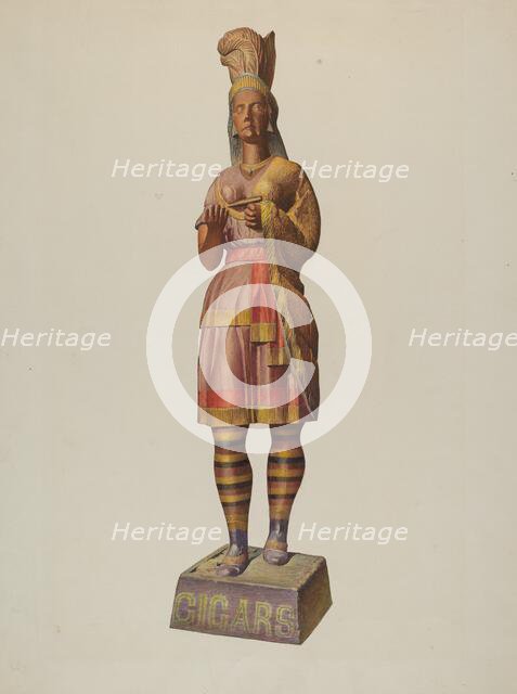 Cigar Store Indian, c. 1940. Creator: Robert W.R. Taylor.