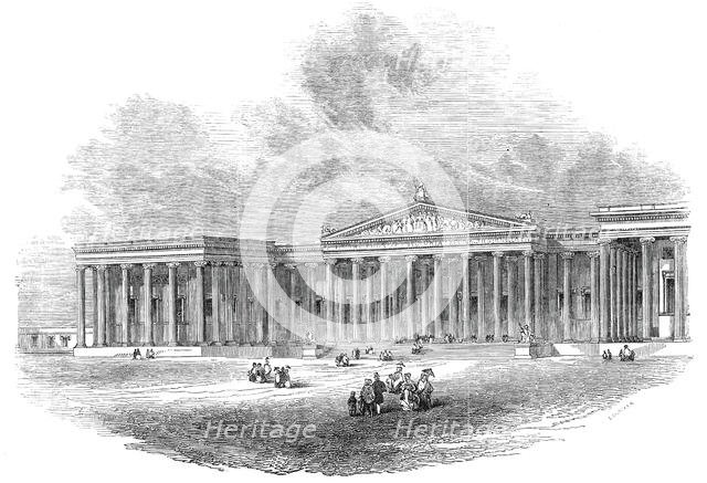 Façade of the new British Museum, 1845. Creator: Ebenezer Landells.