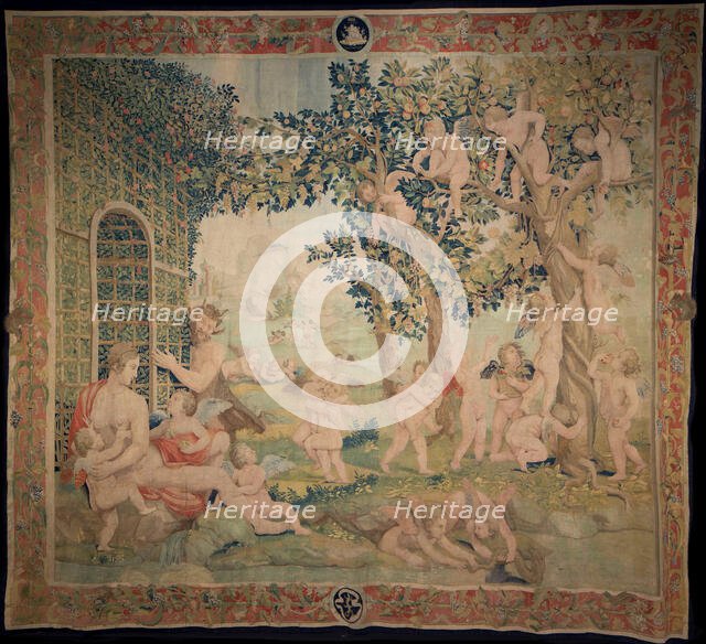 Venus, Satyr and Putti (Tapestry), c1540. Creator: Karcher (Carchera); Nicolas (Nicola) (active 1517-1562).