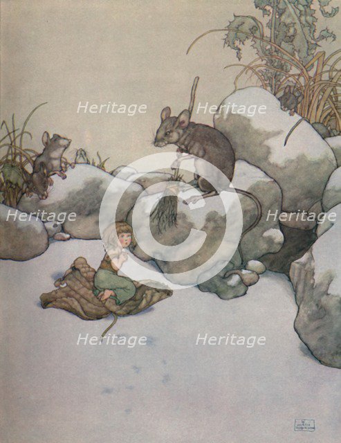 'She Stood at the Door and Begged for a Piece of Barley-Corn', c1930. Artist: W Heath Robinson.