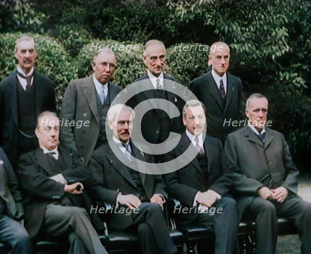 Members of the new National Government Posing for Photographs in the Garden of 10 Downing..., 1931. Creator: British Pathe Ltd.
