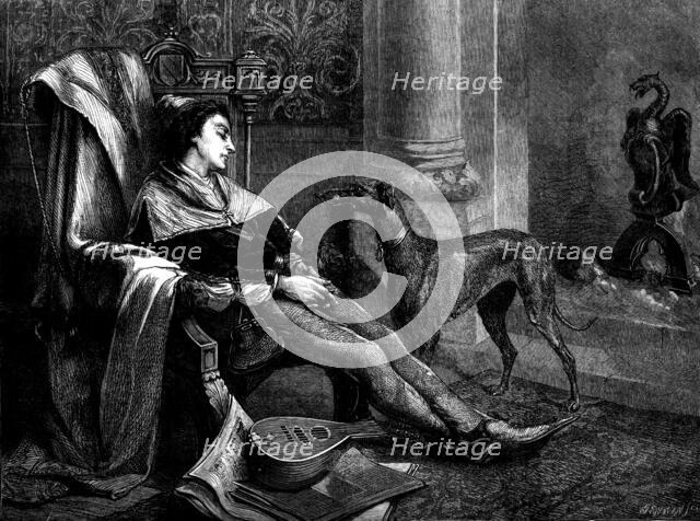 "The Tired Attendant", by F. Huard, in the exhibition of the Society of British Artists, 1873. Creator: Jenkin.