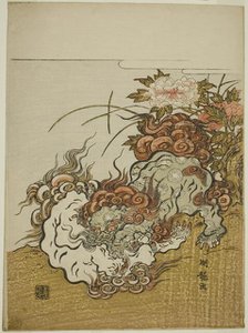 Two Fighting Lions, c. 1772. Creator: Isoda Koryusai.