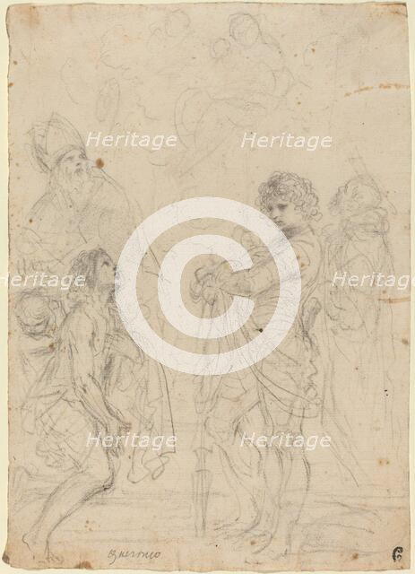 Madonna and Child with Saints Gimignano, John the Baptist, George and Peter Martyr. Creator: Guercino.