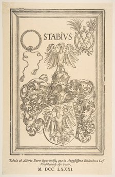 Coat -of-Arms of Johan Stabius, edition of 1781.n.d. Creator: Albrecht Durer.