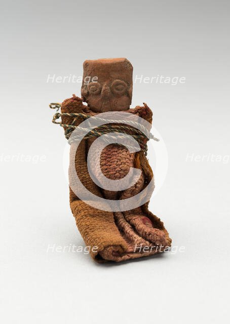 Mold-Made Female Figurine Wrapped in Cloth and Tied with String, c. A.D. 100/600. Creator: Unknown.