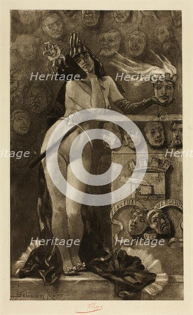 Modern Masks, 1889. Creator: Félicien Rops.