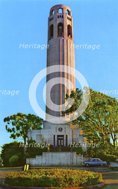 Coit Tower, Telegraph Hill, San Francisco, California, USA, 1957. Artist: Unknown