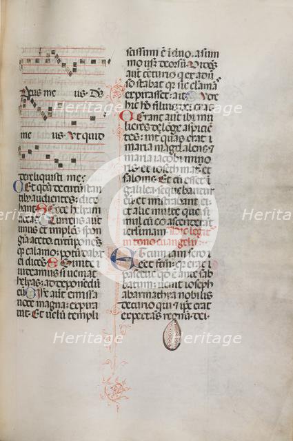 Missale: Fol. 129: contains music for "Hely Hely Lama etc." within St. Mattion Passion, 1469. Creator: Bartolommeo Caporali (Italian, c. 1420-1503).