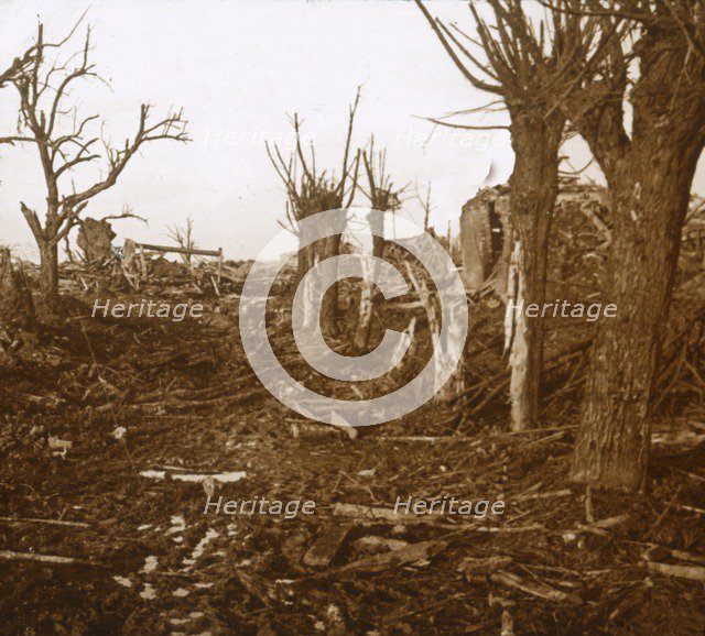 Blasted landscape, Belloy-en-Santerre, northern France, c1914-c1918. Artist: Unknown.