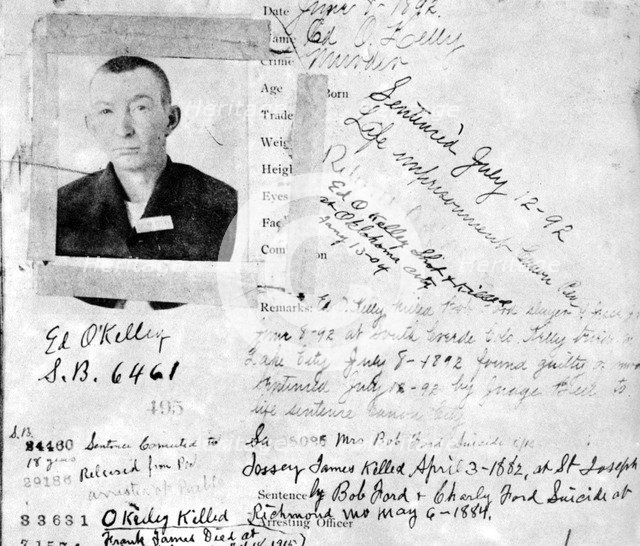 The blotter on the man who killed Robert Ford, c1892 (1954). Artist: Unknown