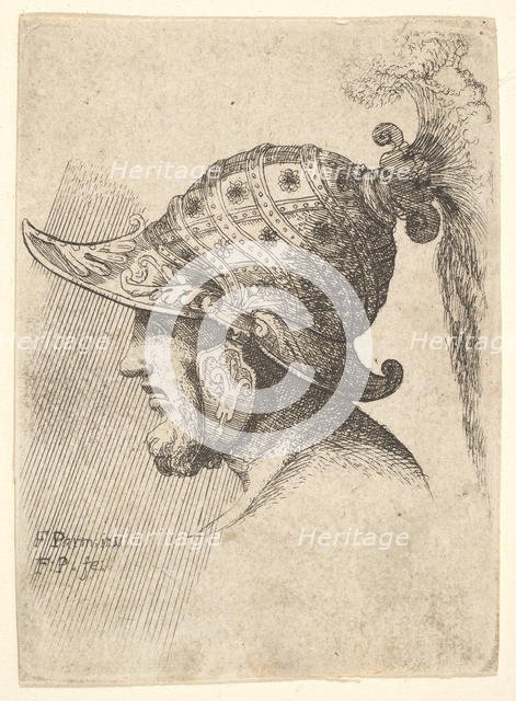 Helmeted head, 1662-78. Creator: Francis Place.