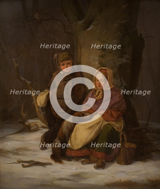 Two poor children, 1845. Creator: Peter Julius Larsen.