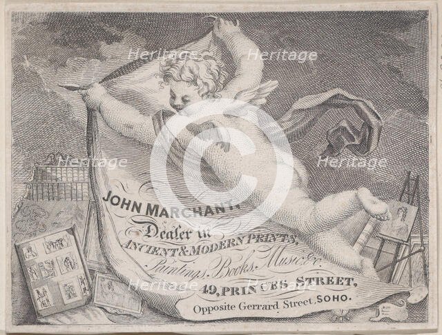 Trade Card for John Marchant, Print Dealer, 19th century. Creator: Anon.