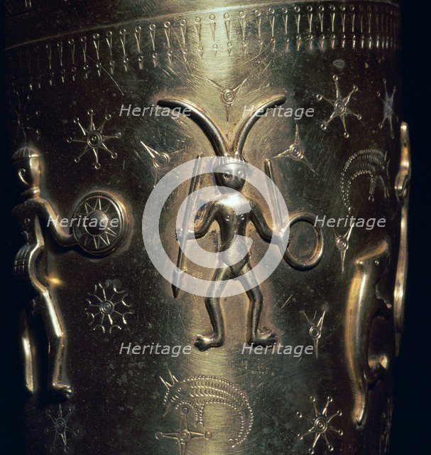 Detail of a copy of a Celtic gold drinking horn, 3rd century. Artist: Unknown