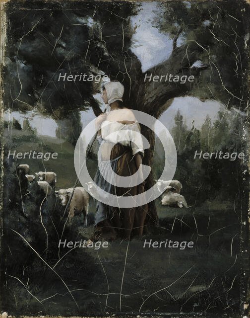 Shepherdess and Sheep, 1879. Creator: Aukusti Uotila.