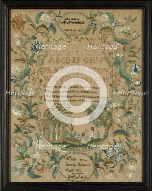 Sampler, Massachusetts, 1822/23. Creator: Clarissa Emerson.