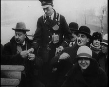 Bus Conductor Collecting Fares on the Open Top of a Bus, 1922. Creator: British Pathe Ltd.