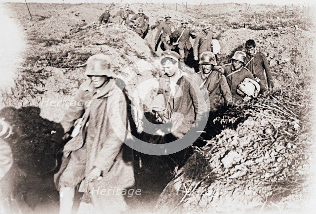 Germans surrendering at Laffaux, northern France, c1914-c1918. Artist: Unknown.