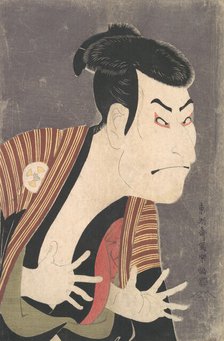 Kabuki Actor Otani Oniji III as Yakko Edobei in the Play The Colored Reins of a..., 6th month, 1794. Creator: Tôshûsai Sharaku.