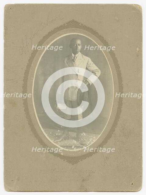 Photograph of Amos Harper "off to school", ca. 1910. Creator: Lucius Harper.