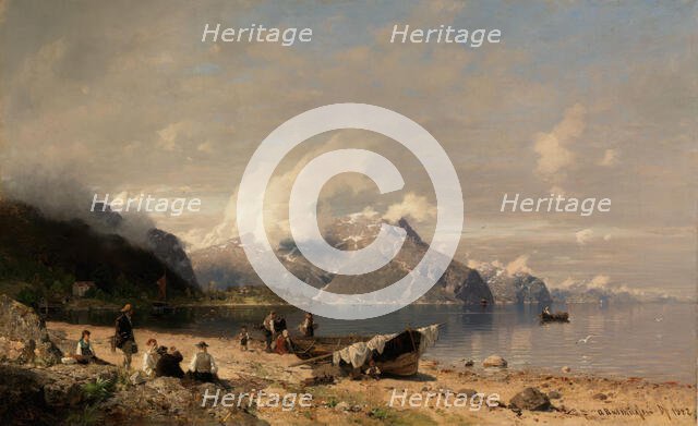 Norwegian fjord landscape, 1882. Creator: Georg Anton Rasmussen.