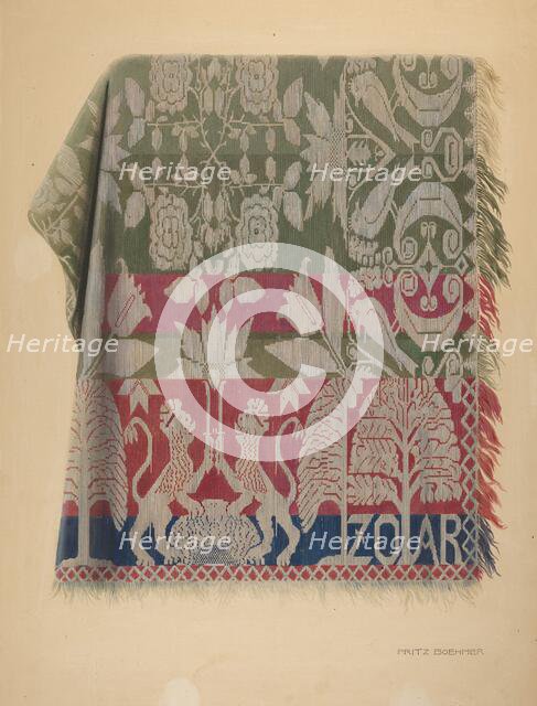 Zoar Jacquard Coverlet, c. 1938. Creator: Fritz Boehmer.