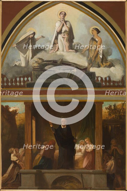 Sketch for the church of Saint-Séverin: the apostolic life of St Francis de Sales..., c.1852.  Creator: Victor-Louis Mottez.
