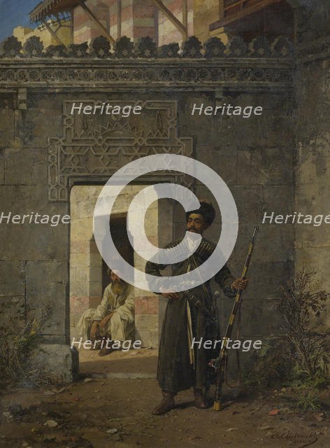 The Circassian guards, 1880. Artist: Khlebovsky, Stanislav (1835-1884)