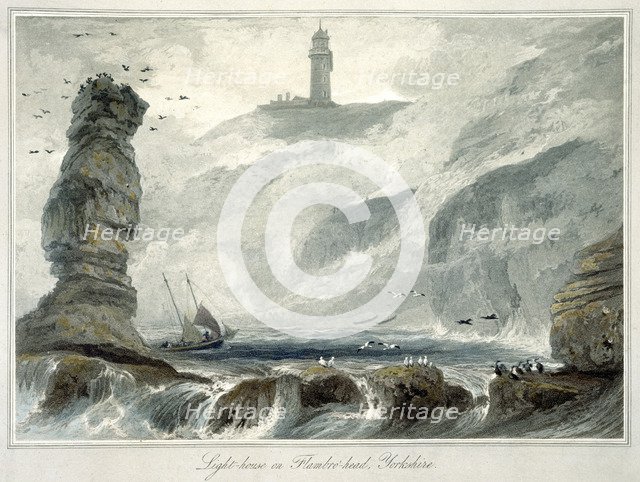 'Lighthouse on Flamborough Head', Yorkshire, 1822. Artist: William Daniell
