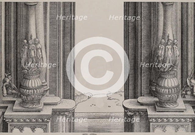 The Middle Section of the Entryway to the Central Portal, the Columns Decorated by Sirens ..., 1515. Creator: Hieronymus Andreae.