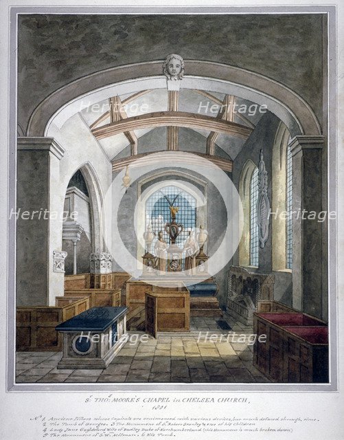Sir Thomas More's Chapel, Chelsea Old Church, London, 1801. Artist: Anon
