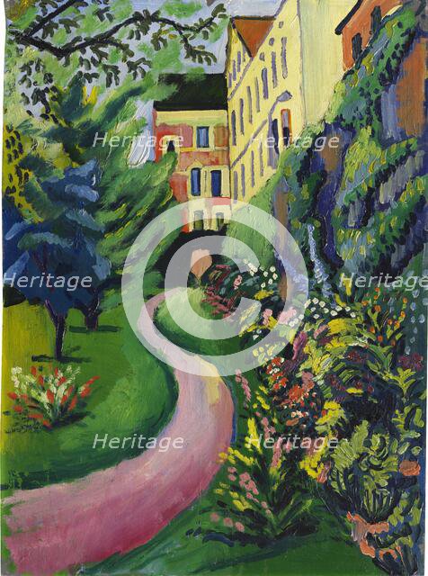 Our garden with flowering borders, 1912. Creator: Macke, August (1887-1914).