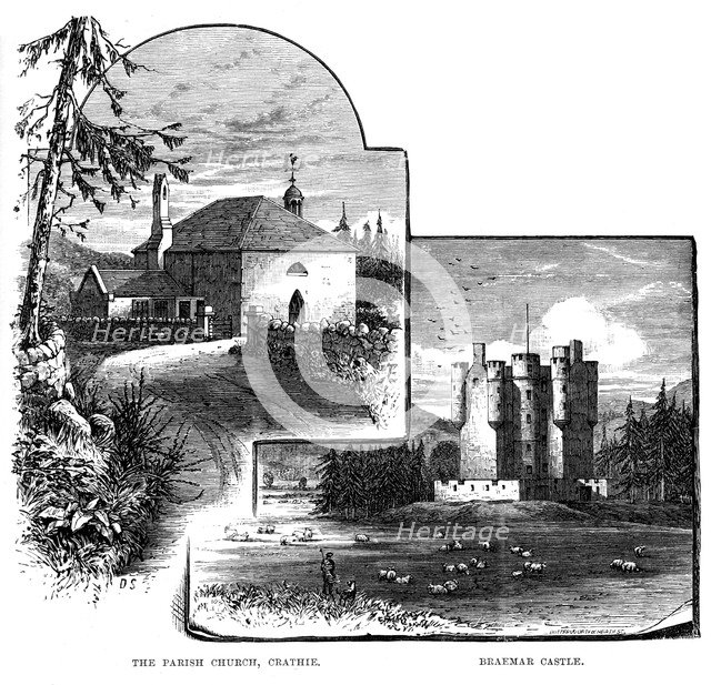 The Parish Church, Crathie, and Braemar Castle, Scotland, 1900. Artist: Unknown