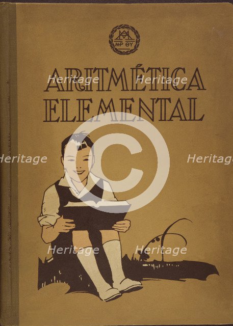 Cover of the School Book 'Aritmética elemental' (Elemental arithmetics), first degree. Barcelona,…