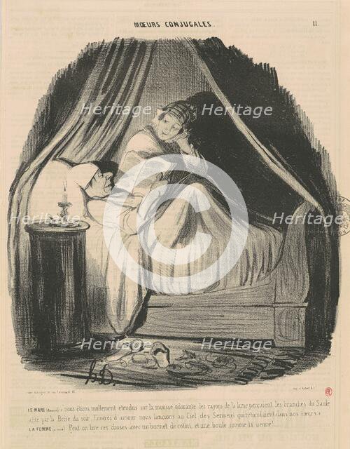 Le mari lisant: nous étions mollement étendus..., 19th century. Creator: Honore Daumier.