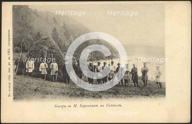 Mowers in Maly Baranchik on Lake Baikal, 1900-1904. Creator: Unknown.