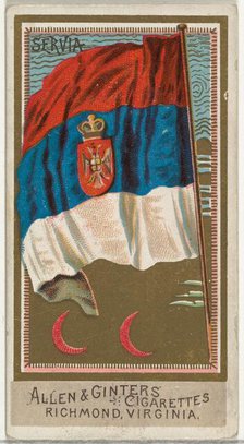 Serbia, from Flags of All Nations, Series 2 (N10) for Allen & Ginter Cigarettes Brands, 1890. Creator: Allen & Ginter.