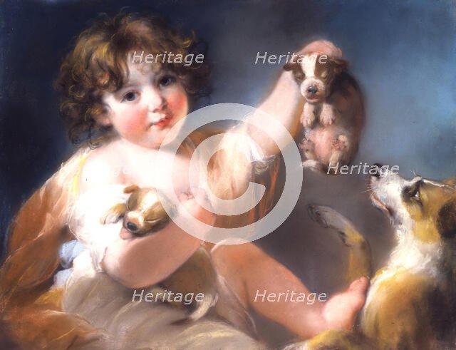 Child with Puppies, 1797. Creator: Unknown.
