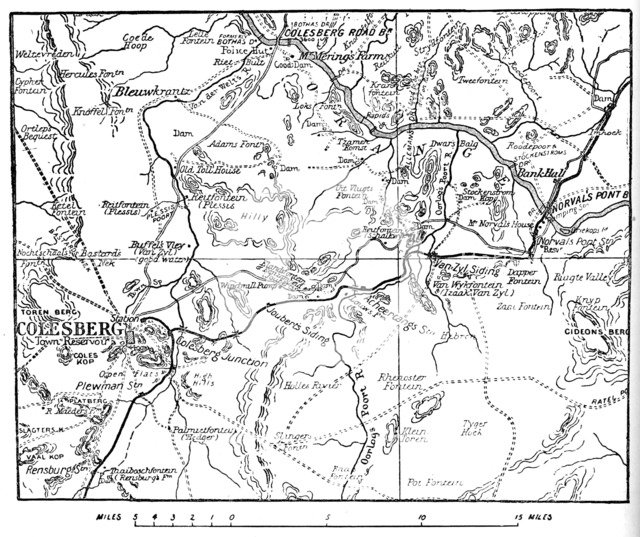 'Map to Illustrate the Operations Round Colesberg', 1902. Artist: Unknown.