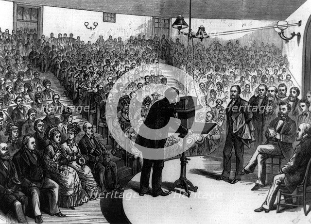 Alexander Graham Bell telephones Boston, Massachusetts, USA, 1876. Artist: Unknown