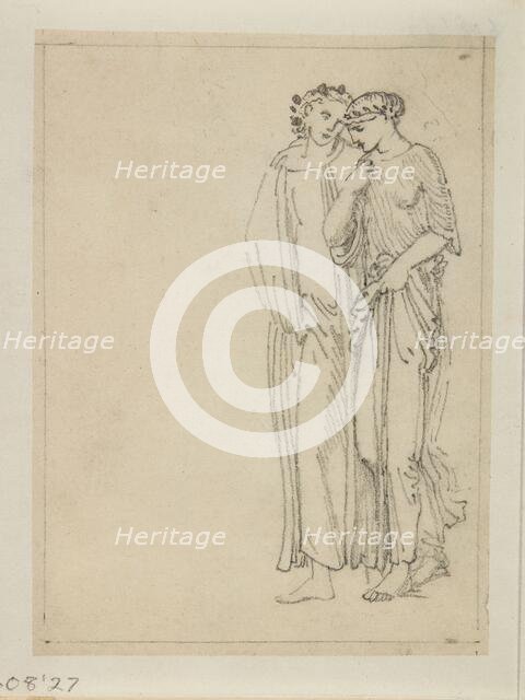 Cupid and Psyche - Study of Two Figures, 1865. Creator: Sir Edward Coley Burne-Jones.