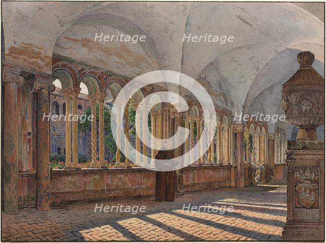 View of the Cloister of San Giovanni in Laterano, Rome, 1836. Creator: Jakob Alt (Austrian, 1789-1872).