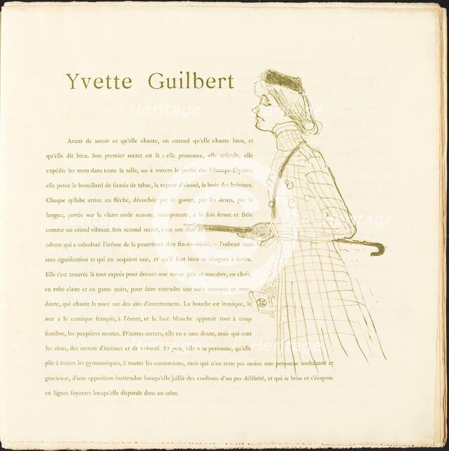 Yvette Guilbert, 1894. Creator: Henri de Toulouse-Lautrec.