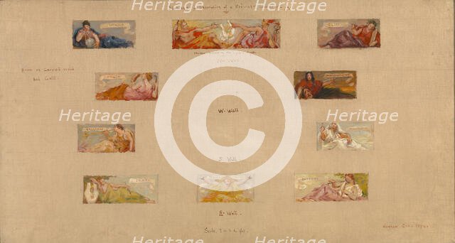 Sketches for the Decoration of a Private Library "A", 1894. Creator: Kenyon Cox.