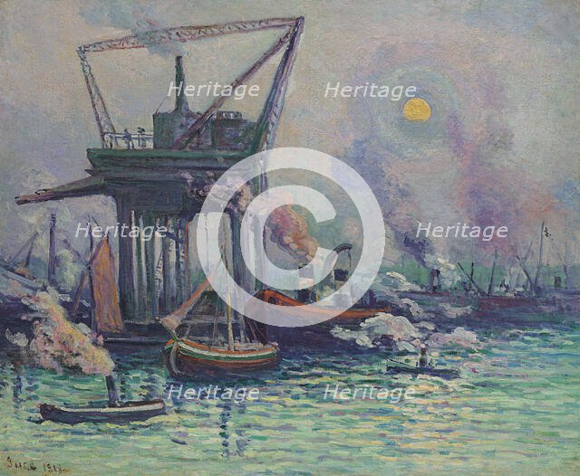 Boats in the port of Rotterdam, 1919. Creator: Luce, Maximilien (1858-1941).